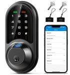 Veise RZ07 Smart Lock, Fingerprint Door Lock, 7-in-1 Keyless Entry with App Control, Electronic Touchscreen Keypad Deadbolt, Biometric Smart Locks for Front Door, Matte Black