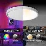 TALOYA Smart Ceiling Light Flush Mount LED WiFi,Compatible with Alexa Google Home,Dimmable Low Profile Ambient Light Fixture for Bedroom Living Room Hallway Kitchen Nursery,12 Inch,RGB
