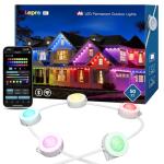 Lepro E1 AI Permanent Outdoor Lights APP Control, 50ft 30 LED Smart RGB+IC+Warm/Cool White House Eave Light for Halloween Christmas, Alexa Google Enabled, 2.4 GHz WiFi/Bluetooth, NO Remote Controller