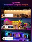 Lepro E1 AI Permanent Outdoor Lights APP Control, 50ft 30 LED Smart RGB+IC+Warm/Cool White House Eave Light for Halloween Christmas, Alexa Google Enabled, 2.4 GHz WiFi/Bluetooth, NO Remote Controller