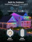 Lepro E1 AI Permanent Outdoor Lights APP Control, 50ft 30 LED Smart RGB+IC+Warm/Cool White House Eave Light for Halloween Christmas, Alexa Google Enabled, 2.4 GHz WiFi/Bluetooth, NO Remote Controller