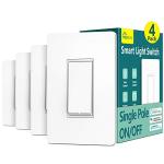 TREATLIFE Smart Light Switch Single Pole Works with Alexa, Google Home and SmartThings, 2.4GHz WiFi Timer Smart Switch, Neutral Wire Required, No Hub Required, FCC Listed, 4 Pack