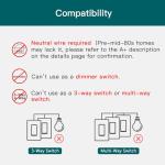 TREATLIFE Smart Light Switch Single Pole Works with Alexa, Google Home and SmartThings, 2.4GHz WiFi Timer Smart Switch, Neutral Wire Required, No Hub Required, FCC Listed, 4 Pack