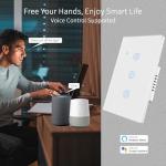 XFOX Glass Panel Smart Touch Light Switch 3-Gang - Tuya Matter Enabled for Apple Home/Siri, Alexa, Google - Requires Neutral - WiFi 2.4GHz - 120V 10A