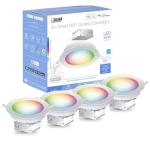 Feit Electric 6" Smart LED Canless Recessed Downlight, 65W EQ, Dimmable, WiFi Enabled, Compatible with Alexa and Google Home Asst, Color Changing, 90 CRI, 850 Lumens, 4 Pack, LEDR6XT/RGBW/CA/AG/4