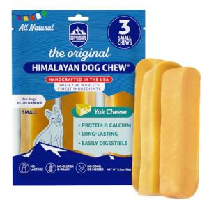 Himalayan Dog Chew Original Yak Cheese Chew, 3 Small Sticks, 1.1 oz, Gluten Free, Healthy Treats, Grain & Lactose Free 100% Natural, Long Lasting for Dogs Under 15 lbs