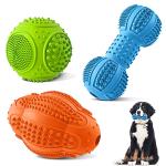 LUKITO Dog Chew Toys 3 Pack for Aggressive Chewers, Multifunctional Teeth Cleaning and Gum Massage, Tough Toys with Natural Rubber for Large and Medium Dog