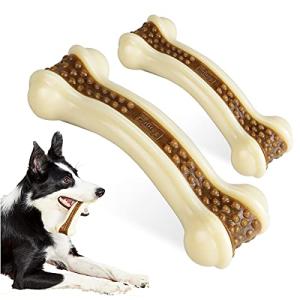 BETTEPROD Dog Chew Toys for Aggressive Chewers Large Breed,2 Pack Beef Flavor Indestructible Dog Teething Chew Toys Bones for Large/Medium/Small Puppies,Pet Toy with Nylon