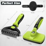 3PCS Self Cleaning Slicker Brush & Pet Grooming Rake & Bath Brush for Dogs,Cats and Horses | Double-Sided Dematting Comb & Skin Friendly Deshedding Grooming Tool | Premium Pet Supplies(Green Black)