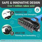 Maxpower Planet Dog Rake and Dog Hair Brush - Gently Removes Loose Undercoat, Mats and Tangled - Deshedding Grooming Tool for Dogs & Cats - Self Cleaning Slicker Brush - All Hair Types