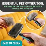 Maxpower Planet Dog Rake and Dog Hair Brush - Gently Removes Loose Undercoat, Mats and Tangled - Deshedding Grooming Tool for Dogs & Cats - Self Cleaning Slicker Brush - All Hair Types