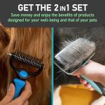 Maxpower Planet Dog Rake and Dog Hair Brush - Gently Removes Loose Undercoat, Mats and Tangled - Deshedding Grooming Tool for Dogs & Cats - Self Cleaning Slicker Brush - All Hair Types