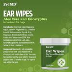 Pet MD - Dog Ear Cleaner Wipes - Otic Cleanser for Dogs to Stop Ear Itching, and Infections with Aloe and Eucalyptus - 100 Count
