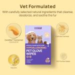 HICC PET Cleaning Deodorizing Glove Wipes for Dogs & Cats, Vet Recommended Hypoallergenic Hydrating & Nourish Fur Pet Grooming Glove Wipes, Pet Bathing Wipes for Horse Coat Care,6pcs Coconut Scent