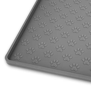 Ptlom Pet Placemat for Dog and Cat, Mat for Prevent Food and Water Overflow, Suitable for Small, Medium and Big Pet,24.5" 16.5", Grey