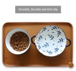 Hoki Found Silicone Pet Food Mats Tray - High-Lips Pet Dog Cat Bowl Mats - Dog Pet Cat Feeding Mat - Waterproof Dog Cat Food Mats -Pet Water Mats for Floors - Butterscotch