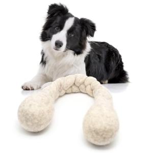 Glaciart One 15-Inch Dog Wool Rope Toy - Durable Chew Toys for Small and Medium Breeds - Natural, Plastic-Free, Non-Allergic - Long-Lasting Play and Activity Ball for Dogs, Indoors and Outdoors