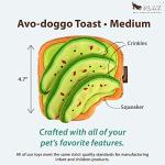 P.L.A.Y. Cute Plush Dog Toys - Brunch Food Themed Durable Squeaker Chew Toy, Great for Puppies & Small, Medium, Large Dogs - Machine Washable, Recycled Materials (Avo-Doggo Avocado Toast, Medium)