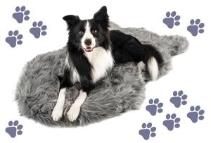 PAW BRANDS PupRug Orthopedic Dog Bed for Large Dogs with Fluffy Soft Faux Fur and Memory Foam for Joint Pain Relief, Machine Washable and Waterproof Couch Bed, Charcoal Grey, Large/Extra Large