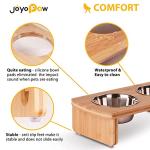 Elevated Dog Bowls, Bamboo Raised Dog Bowl for Small Dogs & Cats, with 2 Stainless Steel Bowls (4'' Tall-20oz Bowl, Natural)