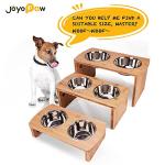 Elevated Dog Bowls, Bamboo Raised Dog Bowl for Small Dogs & Cats, with 2 Stainless Steel Bowls (4'' Tall-20oz Bowl, Natural)