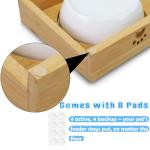 Premium Bamboo Raised Pet Feeder - 15 Degree Elevated Cat & Small Dog Bowls with 2 Ceramic Dishes, Non-Slip Base & 8 Silicone Pads, Eco-Friendly Ergonomic Food Stand for Kittens/Puppies