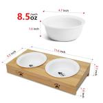 Premium Bamboo Raised Pet Feeder - 15 Degree Elevated Cat & Small Dog Bowls with 2 Ceramic Dishes, Non-Slip Base & 8 Silicone Pads, Eco-Friendly Ergonomic Food Stand for Kittens/Puppies
