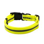 NIMBLE Dog Collar Waterproof Pet Collars Anti-Odor Durable Adjustable PVC & Polyester Soft with Reflective Cloth Stripe Basic Dog Collars S/M/L Sizes (Large (15.35”-24.8”inches), Fluorescent Yellow)
