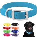 Regal Dog Products Small Light Blue Dog Collar with Heavy Duty Double Buckle & D Ring | Vinyl Coated, Custom Fit, Adjustable Biothane Dog Collar Chew Resistant Waterproof Collar for Dogs