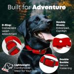 Regal Dog Products Large Red Dog Collar with Heavy Duty Double Buckle & D Ring | Vinyl Coated, Custom Fit, Adjustable Biothane Dog Collar | Chew Resistant Waterproof Center-Ring Collar for Dogs