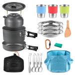 TOMSHOO 22pcs Camping Cookware Mess Kit for Outdoor