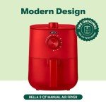 BELLA 3 Qt Manual Air Fryer, 5-in-1 Multicooker