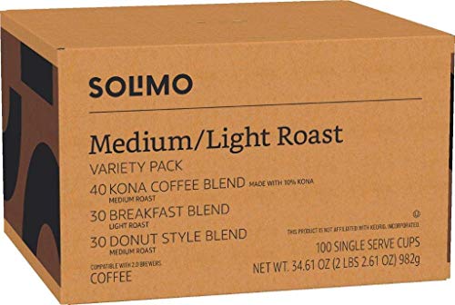 Solimo Light & Medium Roast Coffee Pods Variety