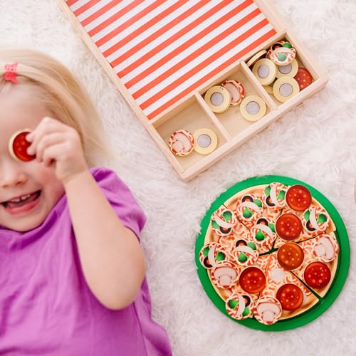 Wooden Pizza Play Food Set - 36 Toppings