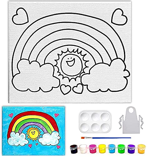 8x10 Canvas Painting Set for Kids - Unicorn Paris Rainbow DogLove Mermaid Retro Skates Panda Baloons