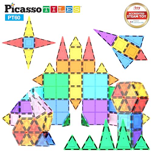 PicassoTiles 60pcs Magnetic Building Blocks - Inspire Creativity