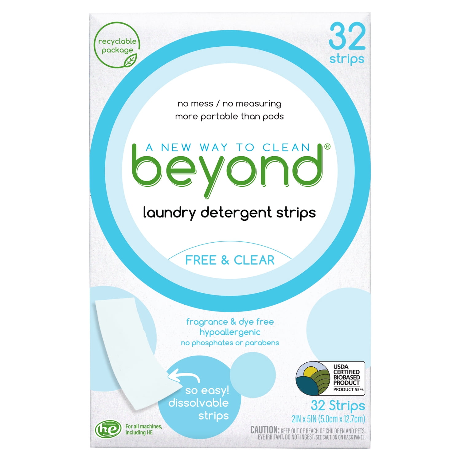 Plastic-Free Eco-Friendly Laundry Detergent Sheets (32 Count)