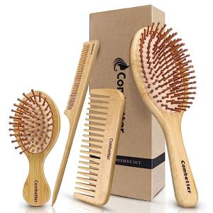 Bamboo Hair Brush and Comb Set - Eco-Friendly