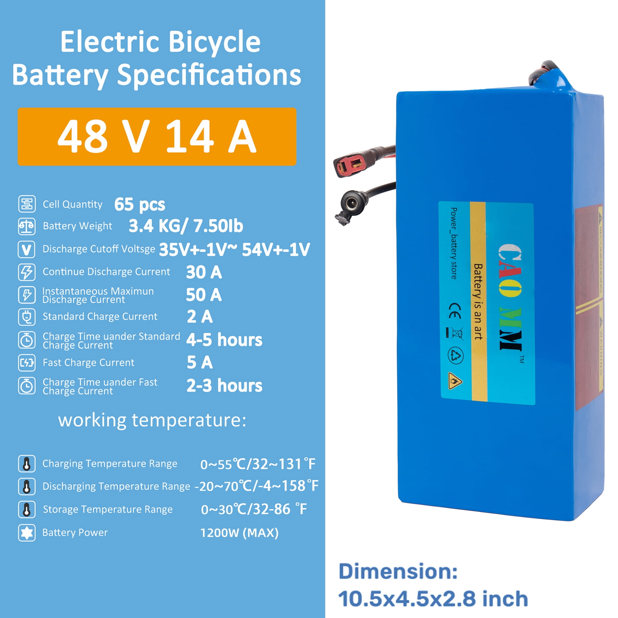 48V 14Ah Lithium Battery for 750W eBike Motor