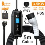 Feyree 16A 3.5kW Portable EV Charger with 5M Cable