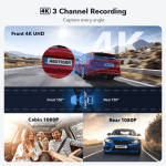 REDTIGER 4K Triple Channel Car Dash Camera