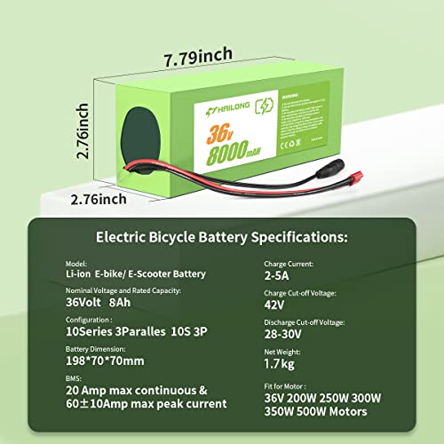 H HAILONG 36V 8Ah Ebike Battery with Charger