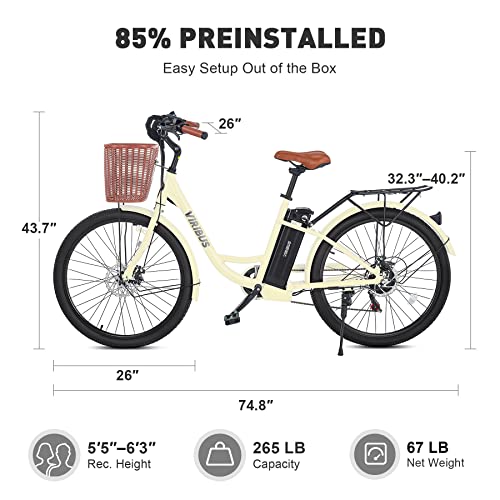 Viribus Women's Electric Bike: 26" White City Cruiser