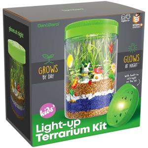 Dan&Darci Light-Up Terrarium Kit for Kids - STEM Science Kit - Educational DIY Toy for Boys & Girls - Birthday Craft Project Idea for Ages 6 7 8 9 10 11 12 Year Old