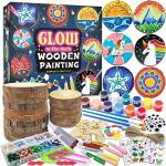 klmars Kids Wooden Painting Kit-Glow in The Dark-Arts & Crafts Gifts for Boys Girls Ages 5-12-Craft Activities Kits - Creative Art Toys for 5, 6, 7, 8, 9, 10, 11 & 12 Year Old Kids