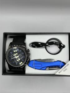 Men's Watch Gift Set with Multipurpose Tool Black & Blue- Brand New