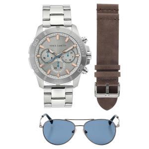 Vince Camuto GIFT SET Stainless Steel Men's Watch with Sunglasses VC/1147GYSVST