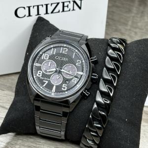 NEW✅GIFT SET✅ Citizen Eco-Drive Brycen Black Steel Men's Watch 43 MM CA4285-68E