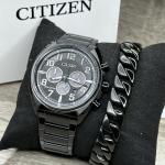NEW✅GIFT SET✅ Citizen Eco-Drive Brycen Black Steel Men's Watch 43 MM CA4285-68E