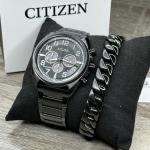NEW✅GIFT SET✅ Citizen Eco-Drive Brycen Black Steel Men's Watch 43 MM CA4285-68E